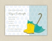 Baby Boy or Girl Custom Baby Shower Invitations - Rain Boots