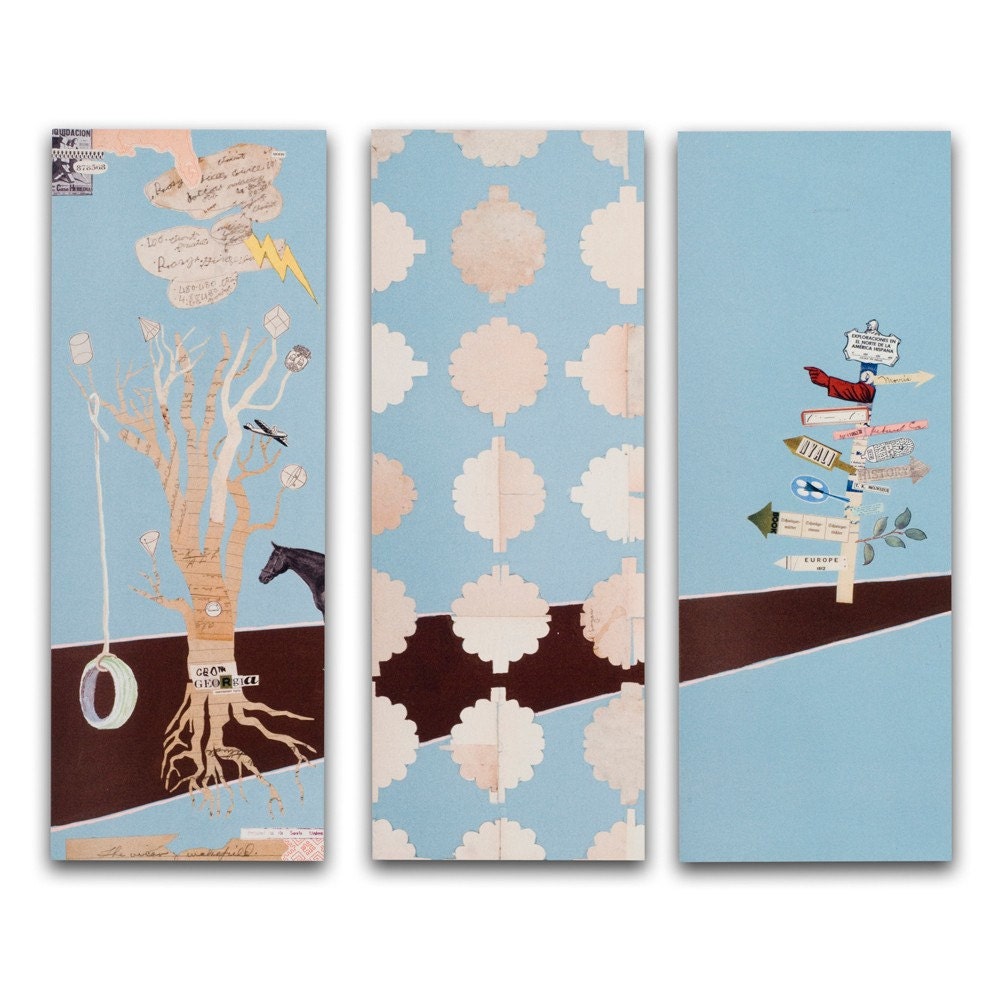 Scratch & Dent Triptych Art Print on Wood, Sweet Geometree BOX PRINT reproduction