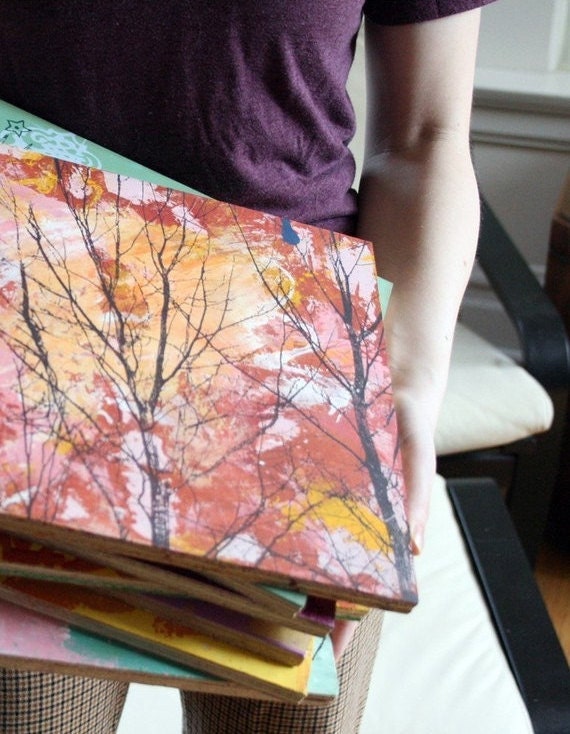 Set of 2 Art Panel Paintings on Wood, Your Choice