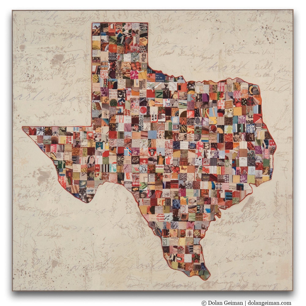 My Texas Map Art Print on Wood, BOX PRINT reproduction