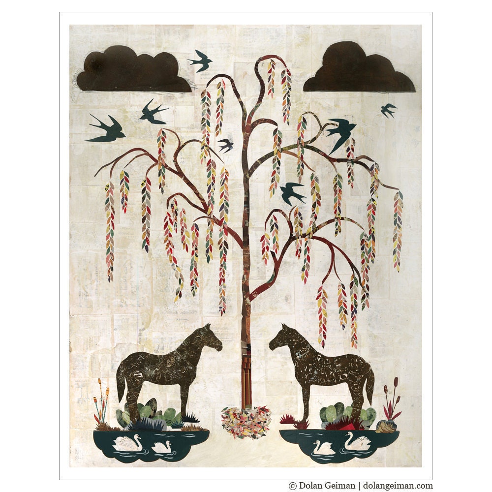 Willow Garden Art Print on Paper, Southern Farmhouse Inspired, 11x14 Print