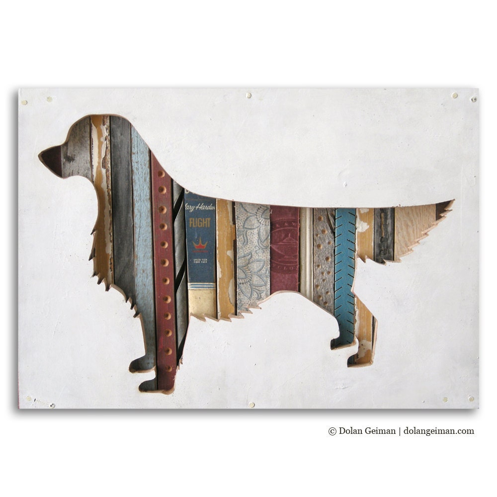 Golden Retriever Pet Dog Potrait, Dog Walk (Mini) Collection, Custom Silhouette Made to Order