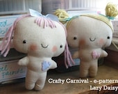 e pattern cute little twin dolls