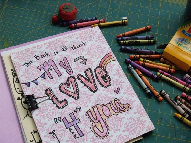 printable PDF DIY love letters art journal for the one you love on Valentine's day