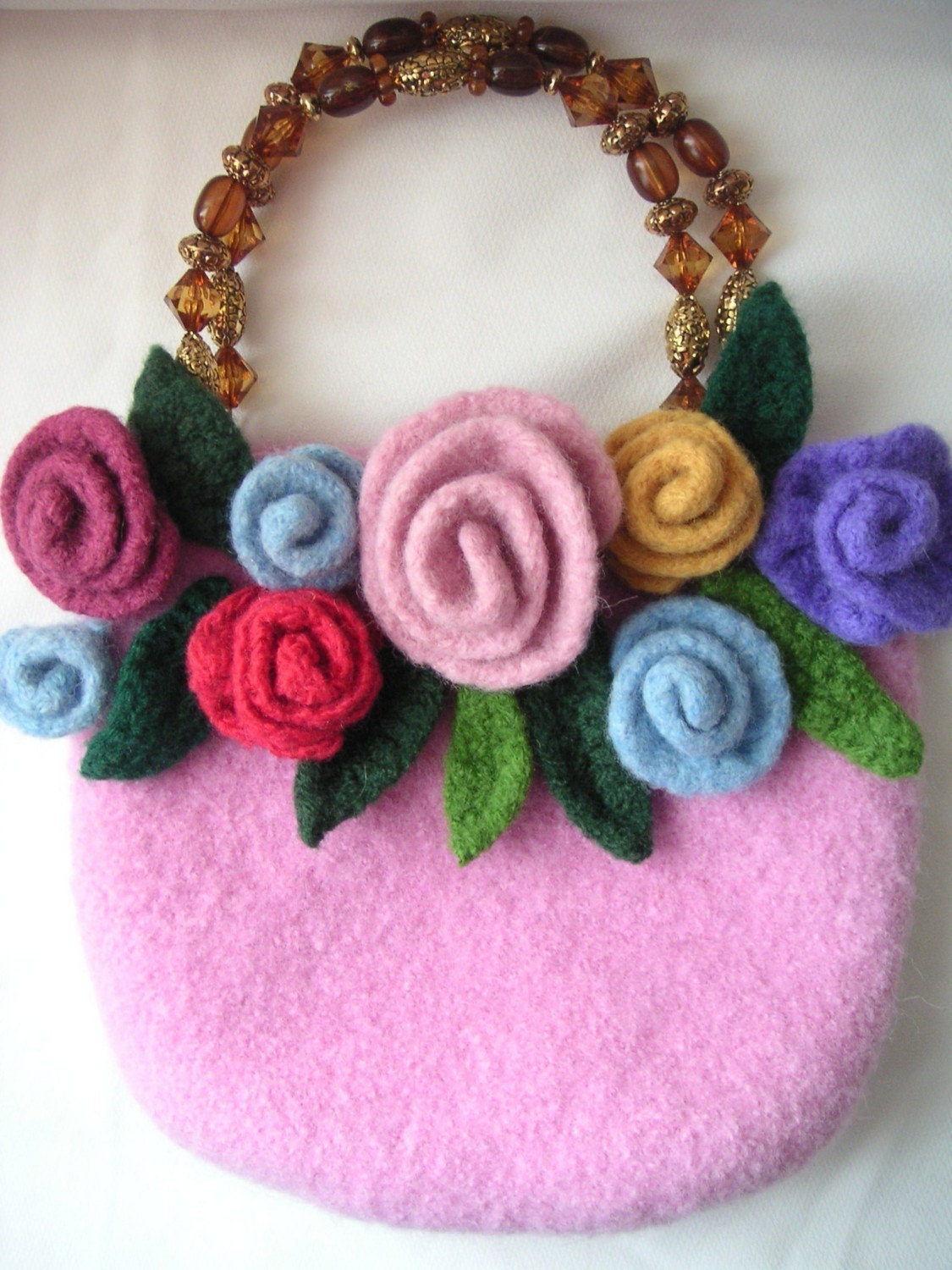 Roses Bag Felted Crochet Pattern pdf Felted Wool Rose Purse Has 2 sizes direction Best Deal