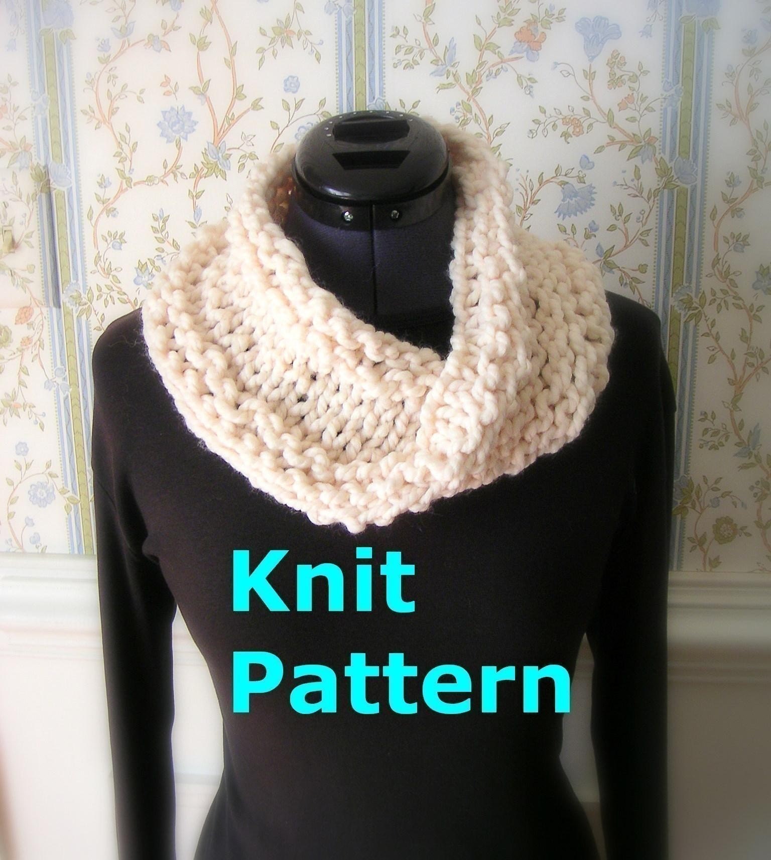 Easy Knit Pattern pdf Infinity Cowl Scarf by ...