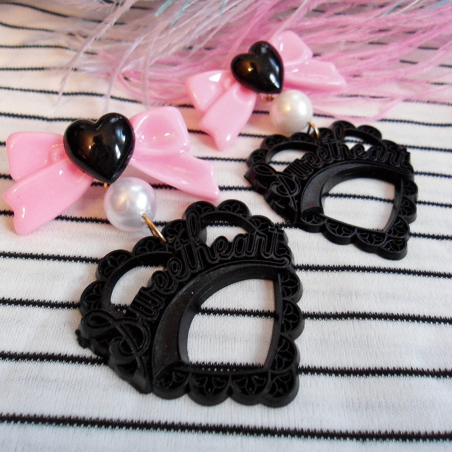 Black Sweetheart Earrings
