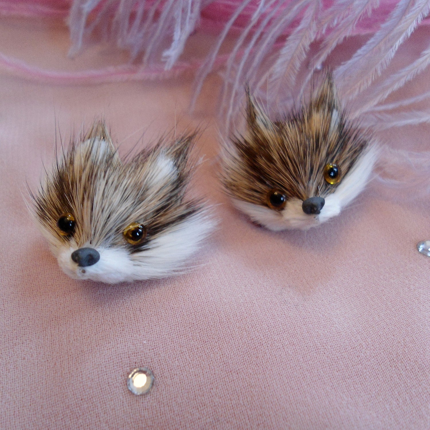 Brown Fox Head Earrings