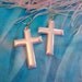 Pink Vintage Cross Earrings
