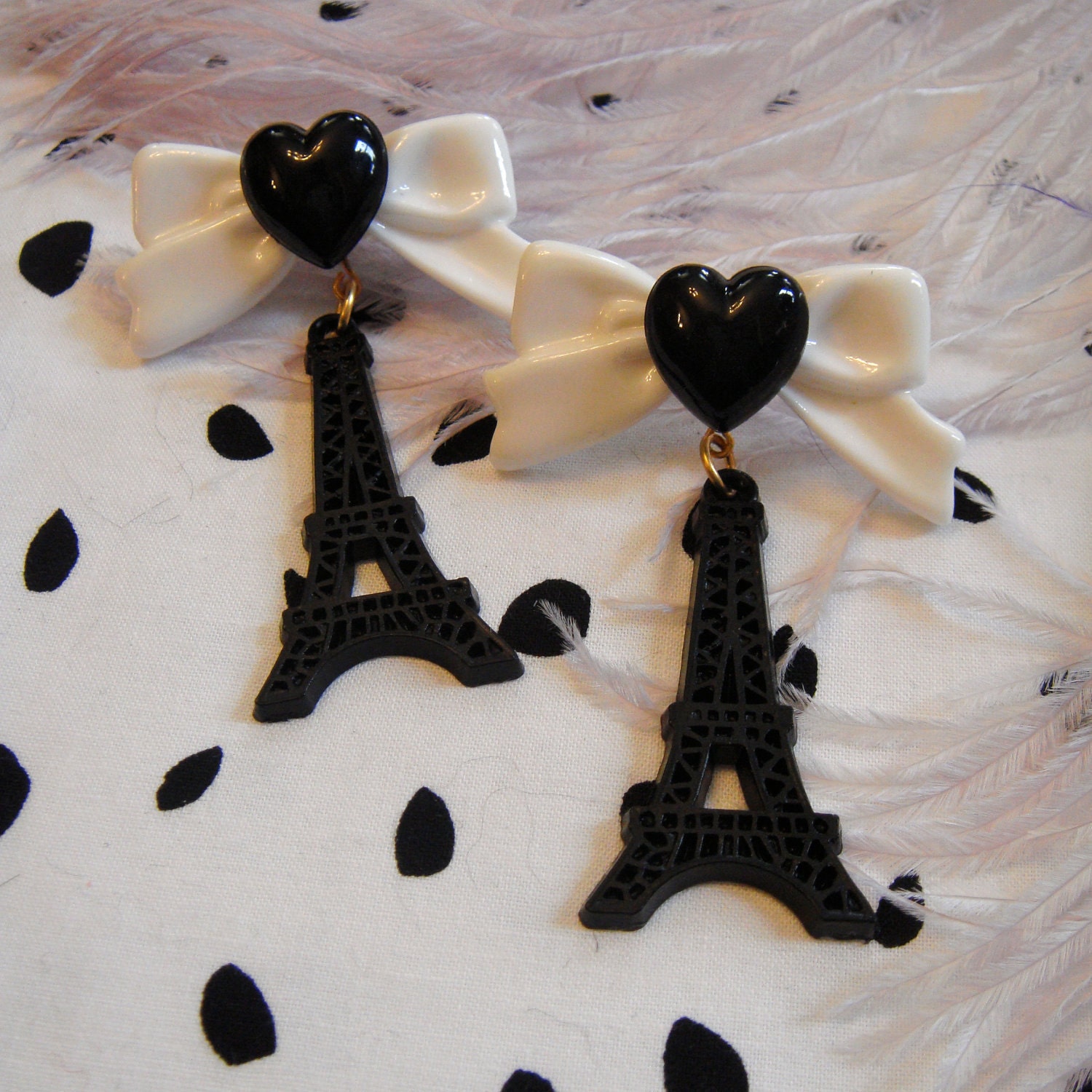 Black and White Eiffel Tower Earrings