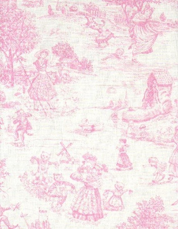 PINK NURSERY RHYME TOILE FABRIC By the Yard by Serendipityblankets