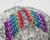 Chainmaille Earrings - Rainbow Diamond Chainmail Earrings