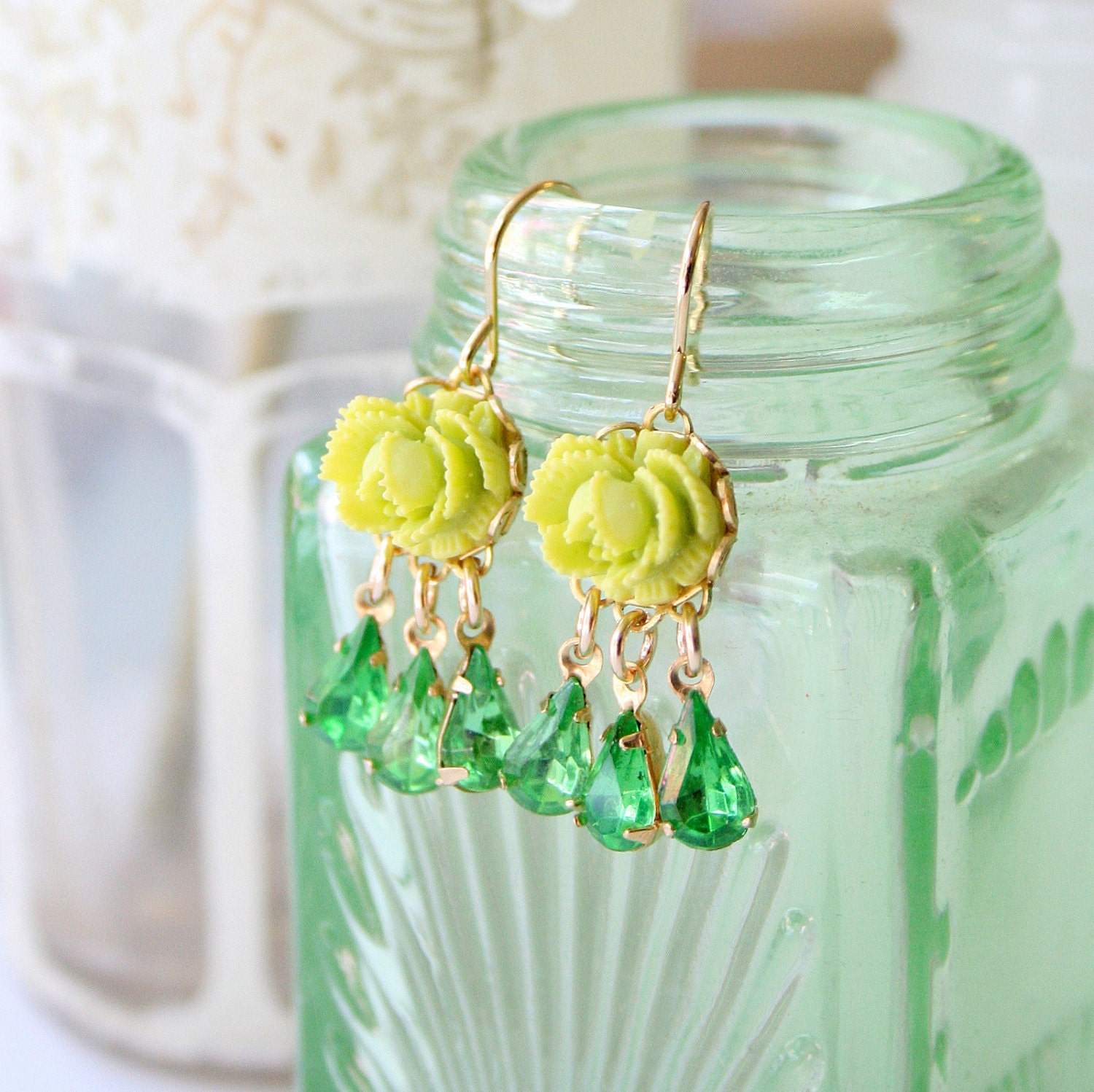 Tiny Lemongrass Rose Chandeliers