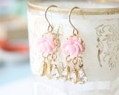 Tiny Pink Blush and Crystals Mini Rose Chandeliers