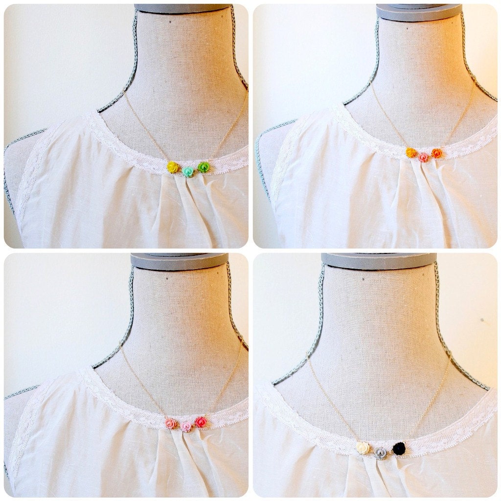 Three Rose Charm Necklace