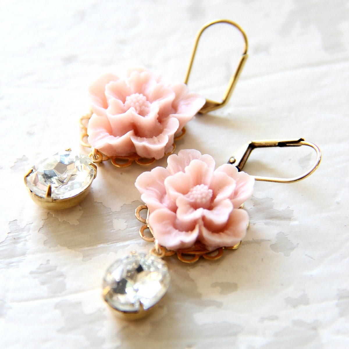 Blush and Crystal Earrings