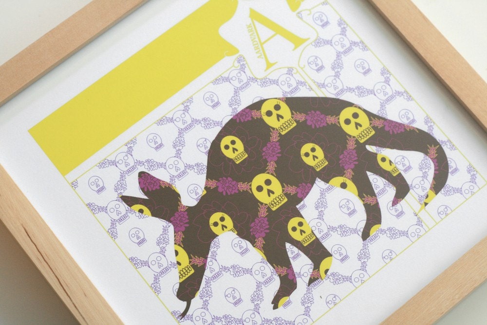 A is for Aardvark Animal Alphabet Print