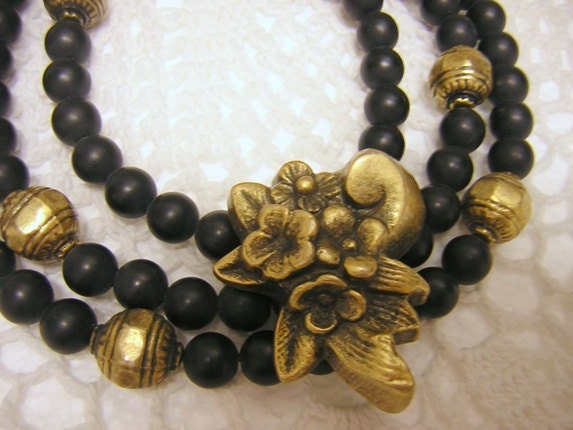 Matte Black Gold Gothic Wedding Choker Necklace