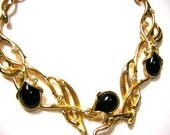 Barrera for Avon Black and Gold Vine Necklace - Vintage
