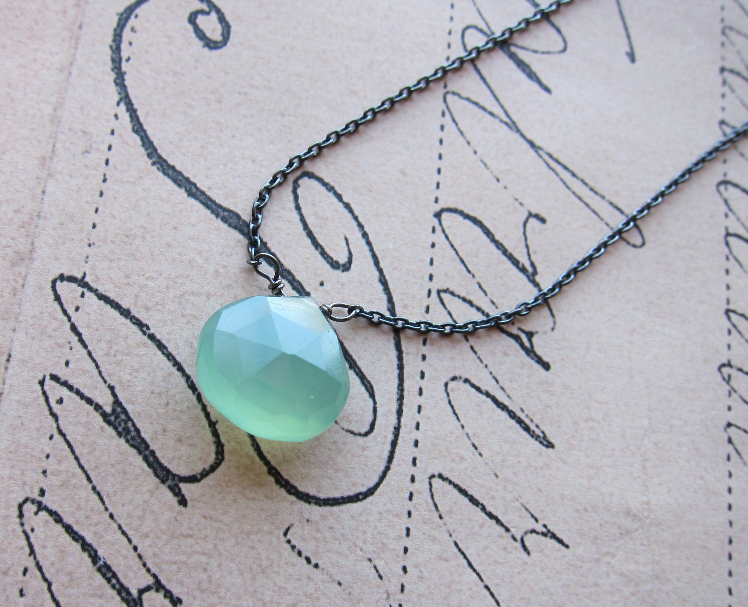 faryn necklace - aqua chalcedony antiqued sterling silver