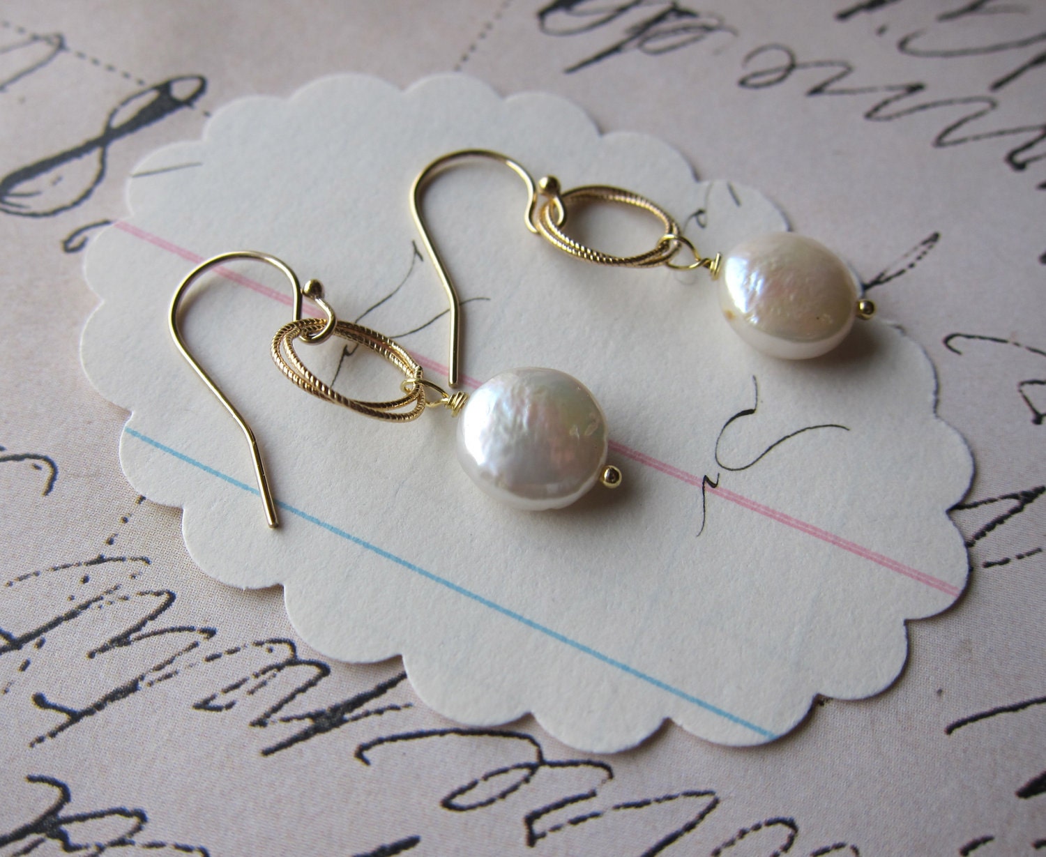 shay earrings - freshwater coin pearls gold filled ear wires