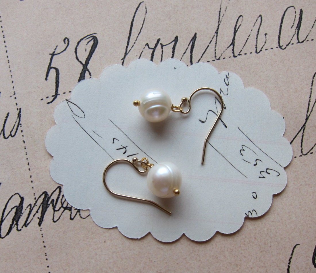 linnea earrings - white pearls gold filled hooks