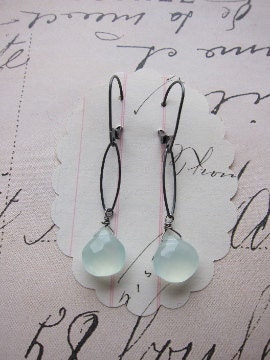 camille earrings - sterling silver aqua chalcedony