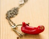 Oxidized Sterling Silver Red Coral Swing Necklace - Jewelry by Jason Stroud