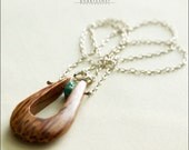 Hand Carved Wood Necklace With Turquoise Bead - Jewelry by Jason Stroud