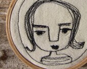 Black Stitched machine Embroidered Hoop wall art