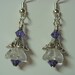 Dainty Clear Flower Earrings with purple accents on Silver