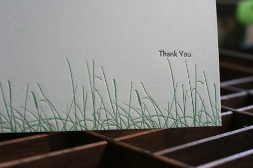 Letterpress Thank You Cards (Pack of Ten) - Grass