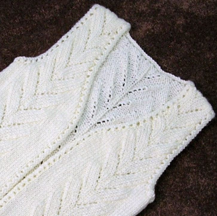 Girls Sweater Vest, Medium, Cream Hand Knitted, Buttonless Long