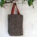 Tweed purse brown black tote bag tan leather handles recycled fabric memake fashion handmade handbag
