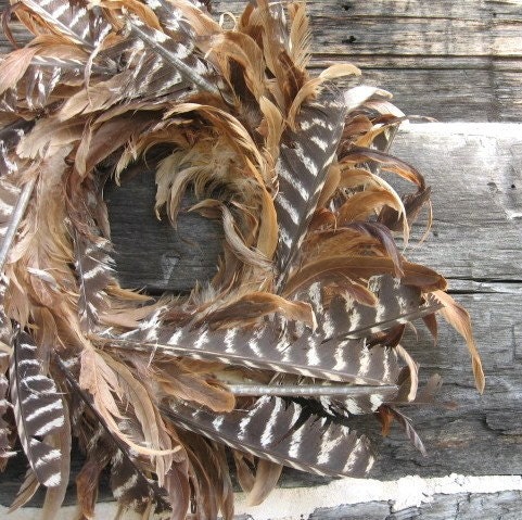 FEATHER WREATH all natural DECORATION