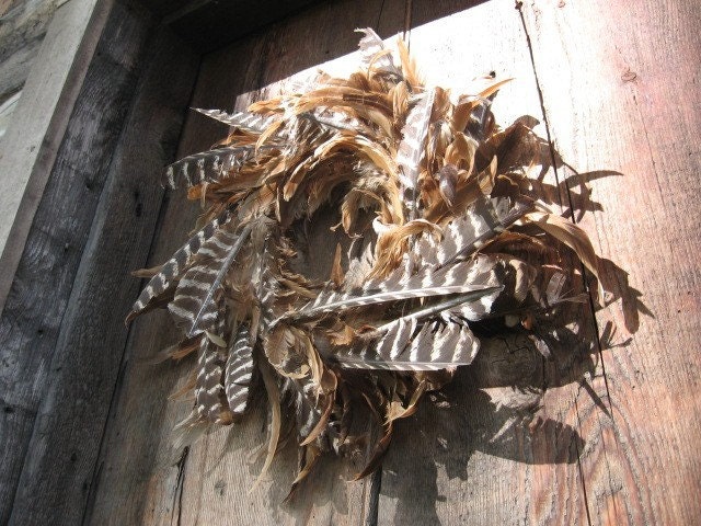 FEATHER WREATH all natural DECORATION