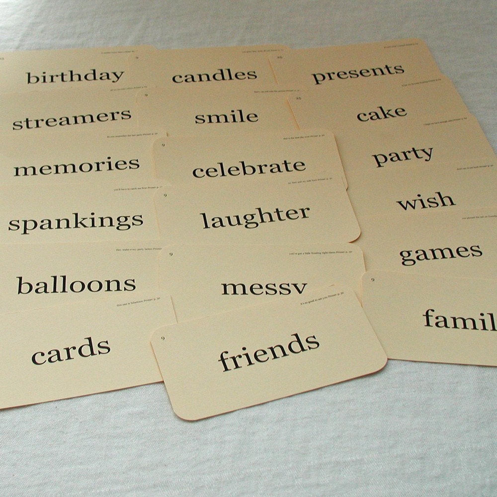 Birthday Party Flash Card Set NOW WITH 42 CARDS