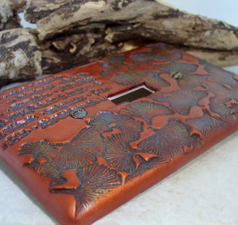 Ginkgo Leaf Switch Plate - Single - Copper