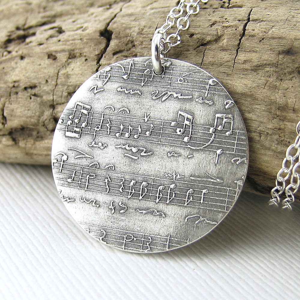 Music In My Soul Necklace, Large Version, Sterling Silver, Fine Silver, Fashion Jewelry, Music Lover, Jennifer Casady