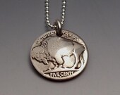 Buffalo Nickel Pendant Made from Vintage US Coin