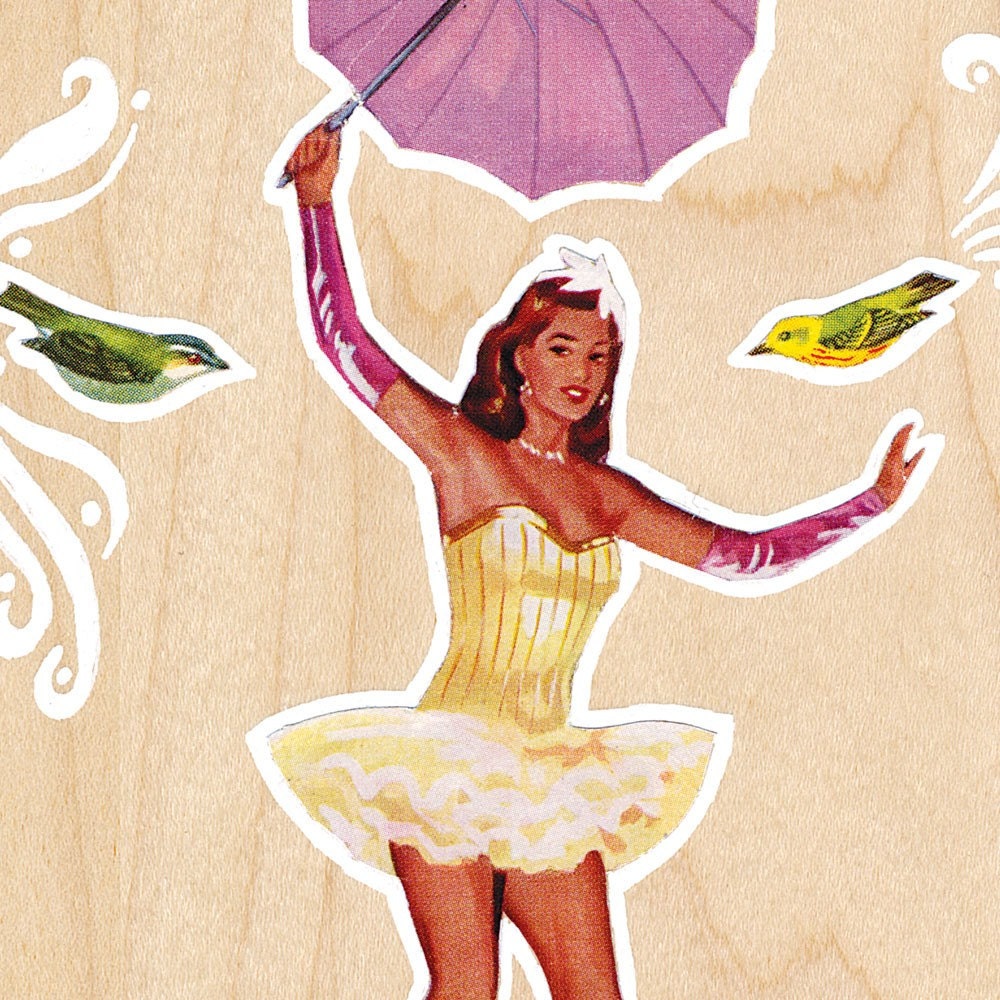 Cute Original Collage - birds at the circus