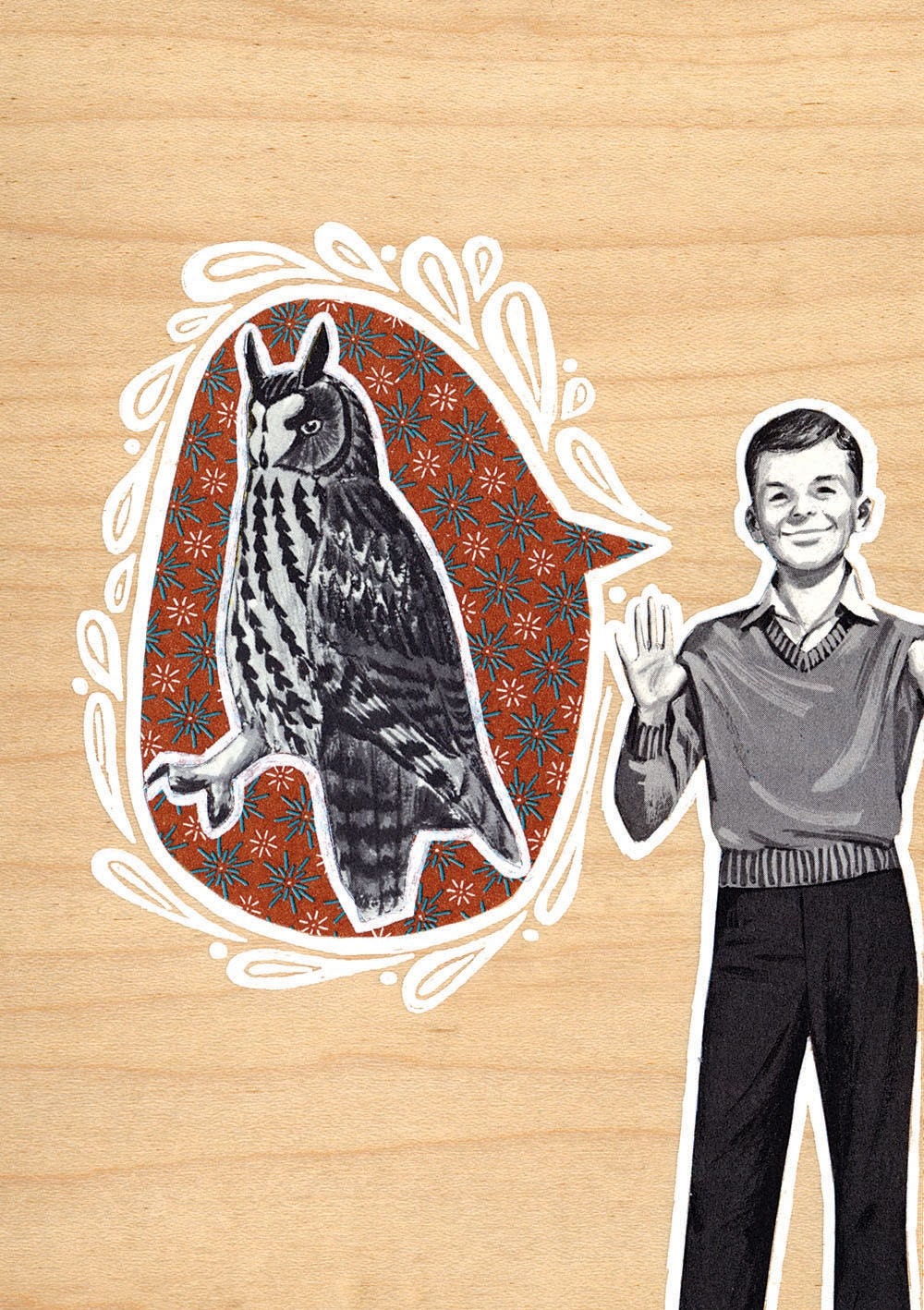 Cute Original Collage - owl talk