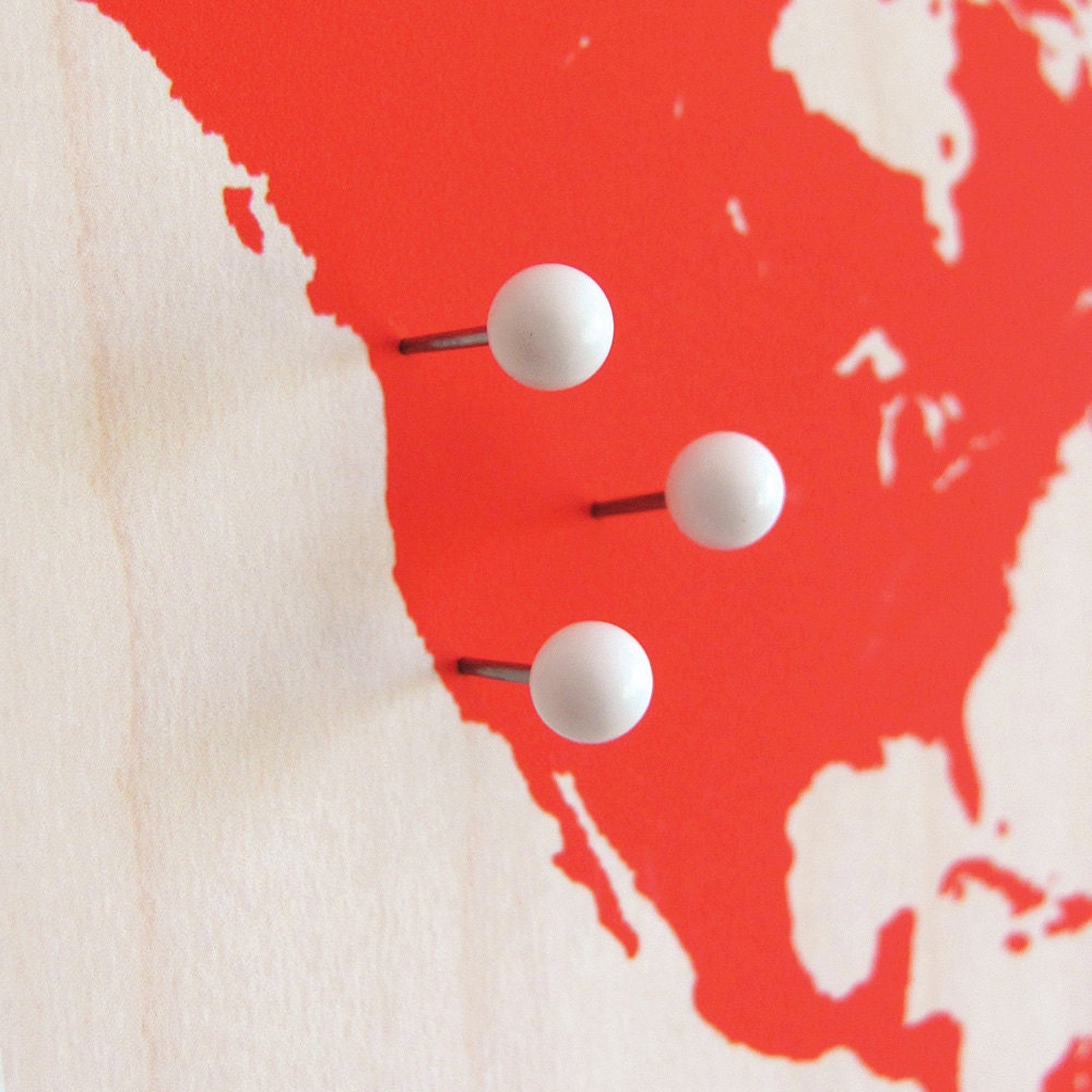 World Map & Pin Set - Orange - MOUNTED MAP