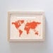 World Map & Pin Set - Orange - MOUNTED MAP