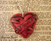 CURVY Pride Tattoo Heart Banner Necklace by Ugly Shyla.