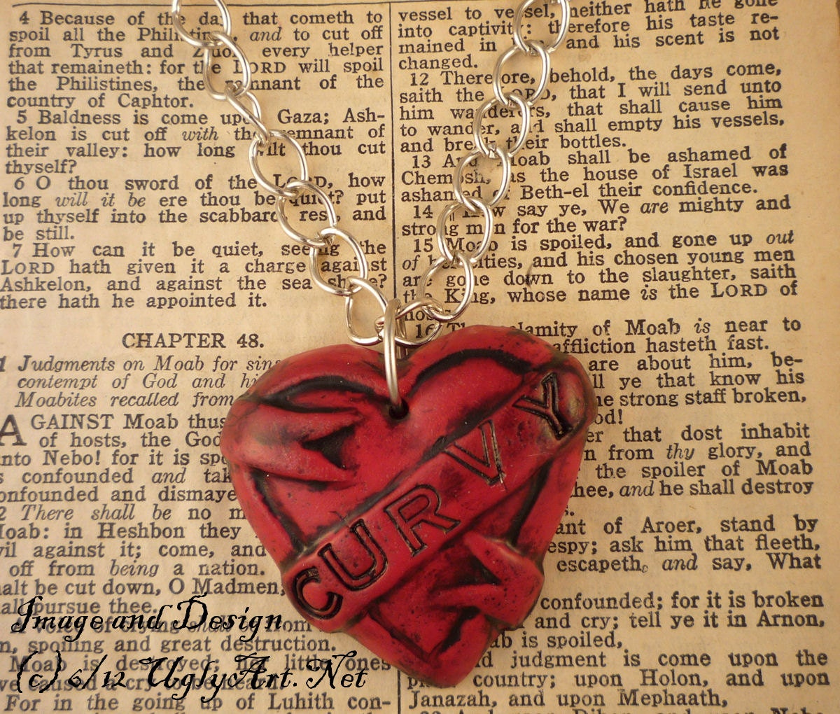 CURVY Pride Tattoo Heart Banner Necklace by Ugly Shyla.