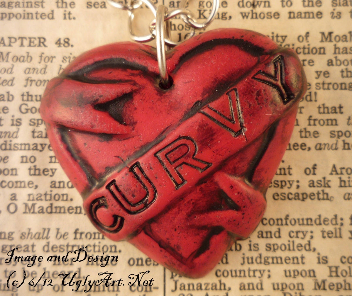 CURVY Pride Tattoo Heart Banner Necklace by Ugly Shyla.