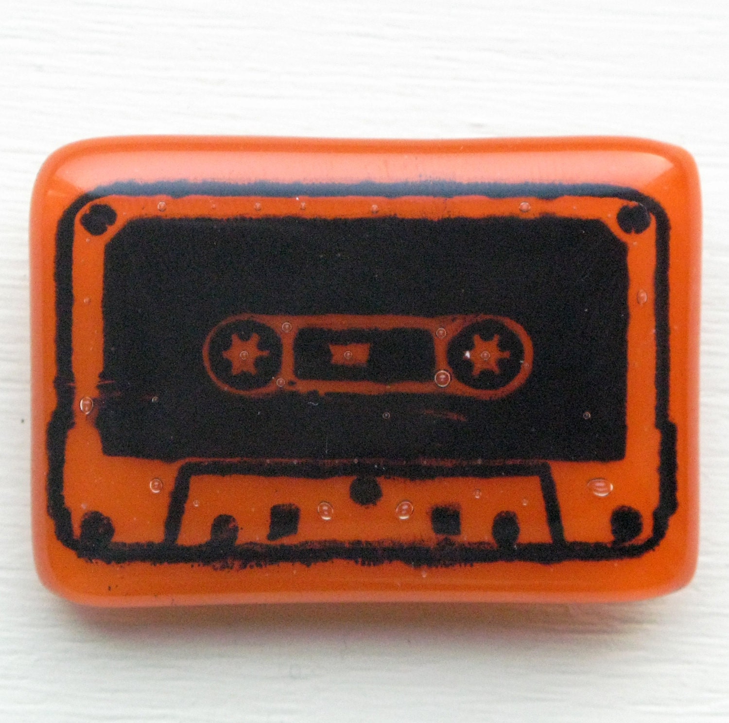 Orange Cassette Tape Brooch