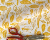 Leaves Fat Quarter in yellow on organic cotton