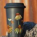Eco-Friendly Black Ceramic Travel Mug - Limited Edition - Echinacea and Wild Flowers - made to order